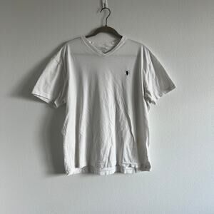 Polo Ralph Lauren White V-Neck T-Shirt L Summer Prep Coastal Elevated Casual